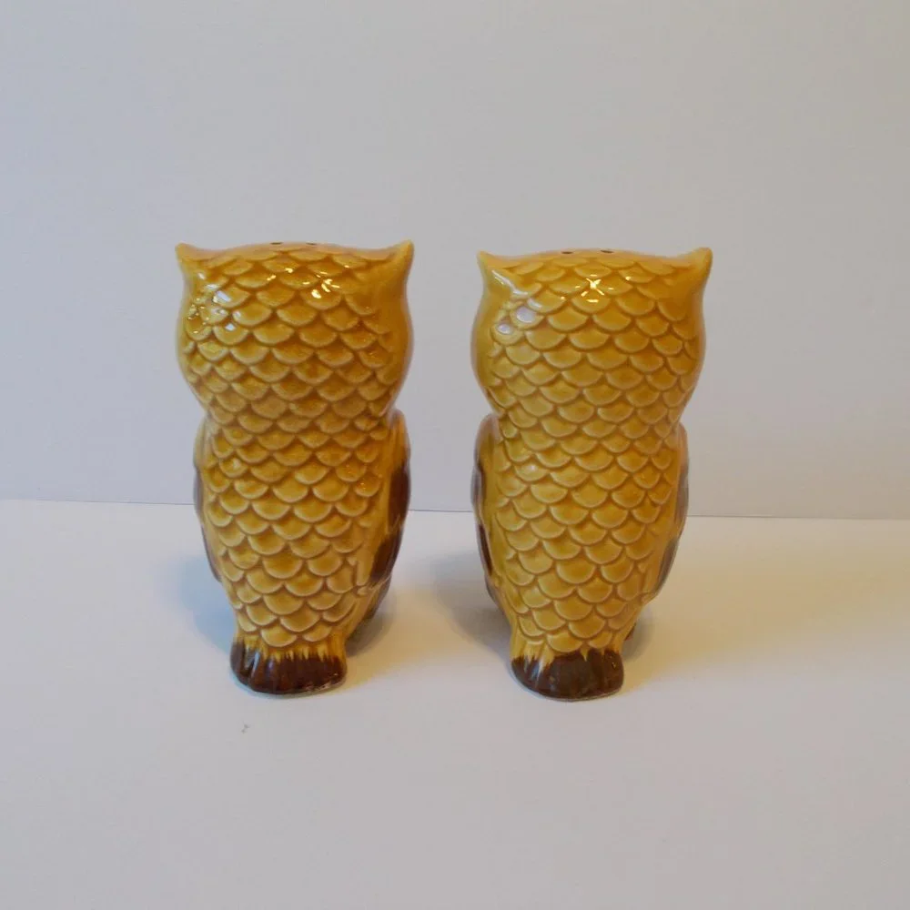 VTG Retro Owl Ceramic Salt &‎ Pepper Shakers Made in Japan